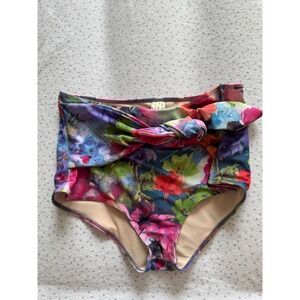 Luau Jeane Floral High Waist Swimsuit Bottoms with Tie XL‎ z2